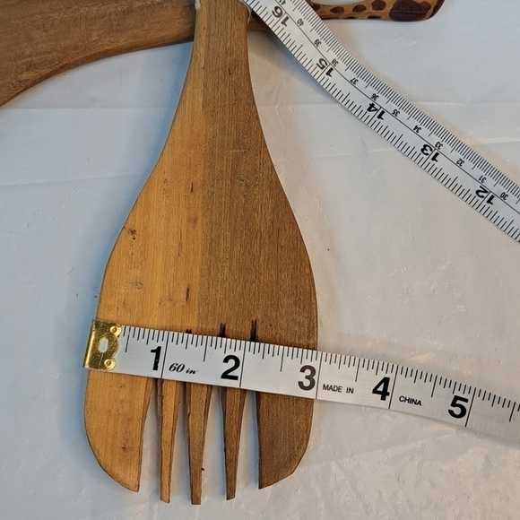 Vintage 1970's Hand Carved Wooden African Serving Utensils Giraffe Handles - Picture 11 of 12